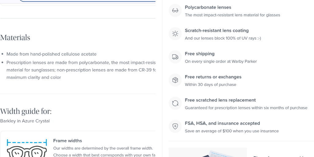 example of review Warby Parker Product Descriptions